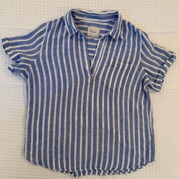 Rails Savannah Juneau Stripe Linen Blend  Blouse Sz Med - Picture 4 of 9